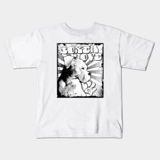 Vintage White Boxer Lineart Style Kids T-Shirt